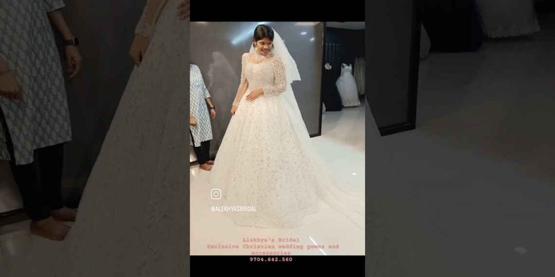 Christian wedding gowns in Hyderabad Vijayawada Rajahmundry Visakhapatnam @alekhyasbridal